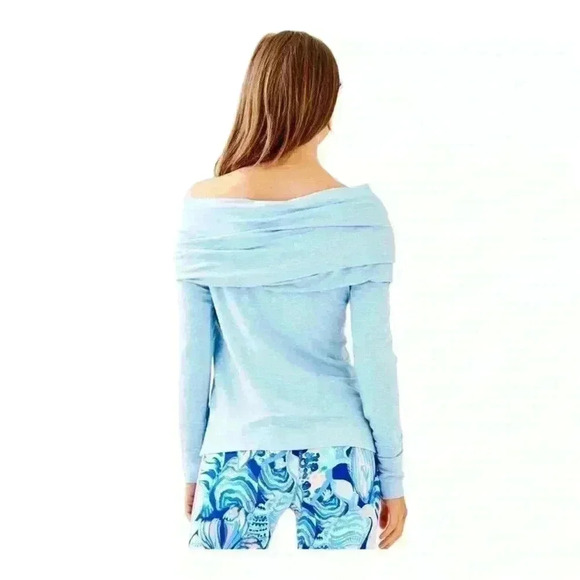 Lilly Pulitzer Belinda One Shoulder Heather Blue Pullover Top Size XS - Picture 2 of 9